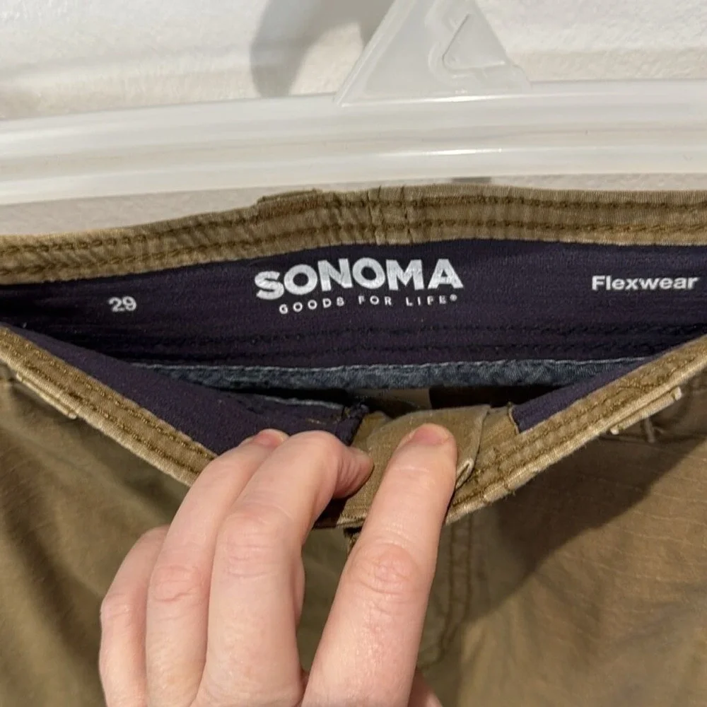 Sonoma Goods For Life Flexwear‎ Mens Cargo Shorts Brown Ripstop Size 29 Khaki